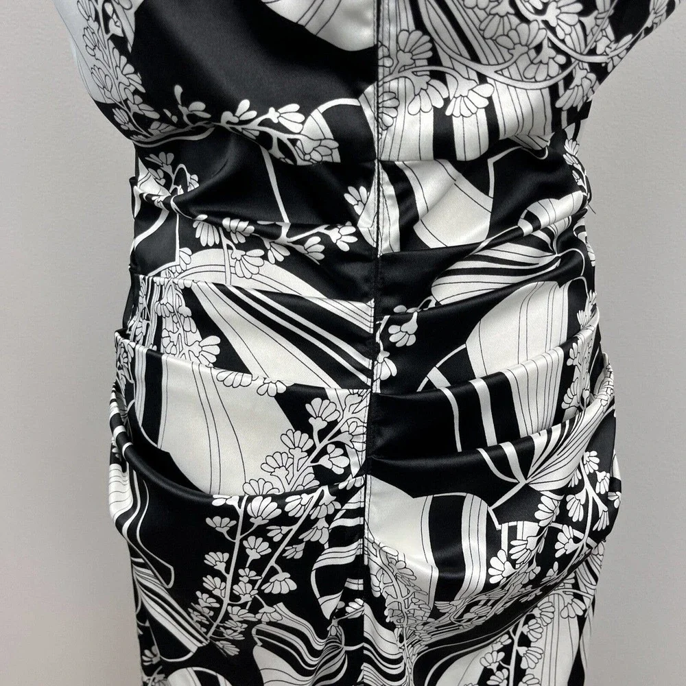 London Times Women's Black & White Midi Length Bodycon Cocktail Dress Size 10 - Picture 4 of 9